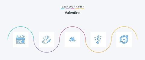 Valentine Blue 5 Icon Pack inklusive Liebe. Hochzeit. Herzschlag. liebend. Herzen vektor