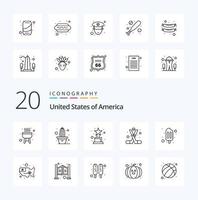 20 USA Line Icon Pack wie Cream Ice Cream Award America Sports vektor