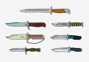 Army Bayonet Collection Handdragen Vector Illustration