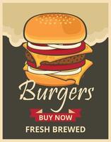 schnellimbiß mit hamburgerplakatdesign-vektorillustration. Kaufen Sie jetzt Konzept. vektor