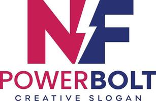 n f brev logotyp design med belysning åska bult vektor