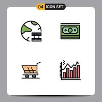 4 kreative Symbole moderne Zeichen und Symbole von Cloud Cart Network Dollar Shopping editierbare Vektordesign-Elemente vektor