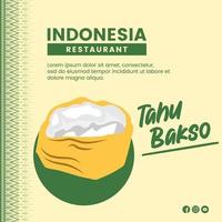 asiatisk mat illustration design av tofu köttbulle tahu bakso indonesiska mat för presentation social media mall vektor