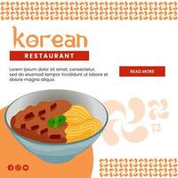 asiatisches lebensmittelillustrationsdesign des koreanischen essens für präsentationsvorlage für soziale medien vektor