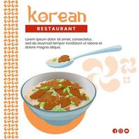 asiatisches lebensmittelillustrationsdesign von bulgogi koreanisches essen für präsentationsvorlage für soziale medien vektor