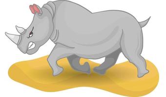 tecknad serie arg noshörning. arg noshörning tecknad serie löpning laddning vektor