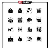 Stock Vector Icon Pack mit 16 Linienzeichen und Symbolen für Tischlerwerkzeug entsprechende bearbeitbare Vektordesign-Elemente zum Ziehen des Steckers