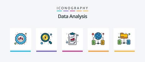 Datenanalysezeile gefüllt 5 Icon Pack inklusive Management. Daten. Netzwerk. Suche. Netzwerk. kreatives Symboldesign vektor