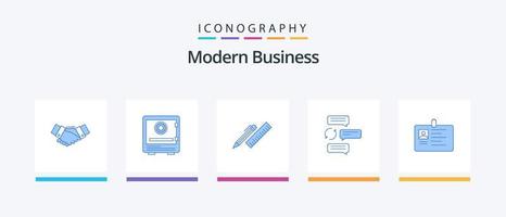 Modern Business Blue 5 Icon Pack inklusive Lineal. Veranstalter. Anzahlung. Pult. Sicherheit. kreatives Symboldesign vektor