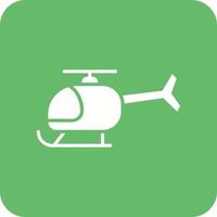 Helikopter-Glyphe mit runder Ecke Hintergrundsymbol vektor