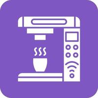 intelligente Kaffeemaschine Glyphe Hintergrundsymbol mit runder Ecke vektor