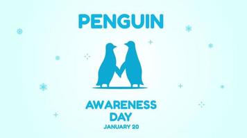 pingvin medvetenhet dag silhuett illustration bakgrund vektor platt stil. lämplig för affisch, omslag, webb, social media baner.