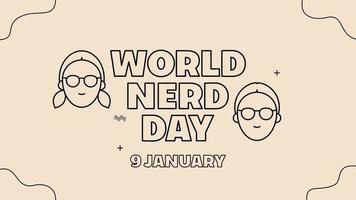 Happy World Nerd Day Vektor flache Umrisse. geeignet für Poster, Cover, Web, Social-Media-Banner.