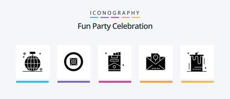 Party Glyph 5 Icon Pack inklusive Geburtstag. Kind. Klang. Urlaub. Party. kreatives Symboldesign vektor