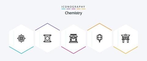 Chemie 25 Zeilen Icon Pack inklusive Neujahr. Neu. Neujahr. Chinesisch. Chinesisch vektor