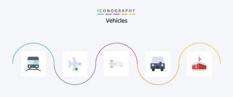 fordon platt 5 ikon packa Inklusive transport. taxi. transport. fylld. transport vektor