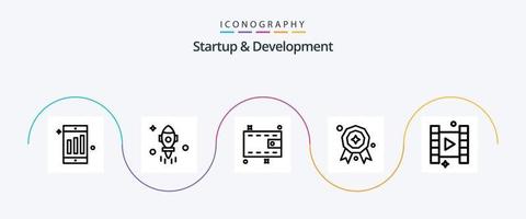 börja och utveckling linje 5 ikon packa Inklusive . filma. pengar. spela. pris- vektor