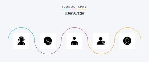 användare glyf 5 ikon packa Inklusive . användare. manlig. avatar. ny vektor