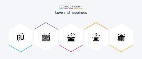 Liebe 25 Glyphen Icon Pack inklusive Liebe. Geschenkbox. Geschenk. Geschenk. Herz vektor