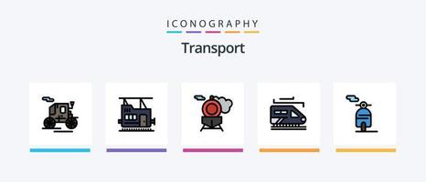 transport linje fylld 5 ikon packa Inklusive . transport. transport. spårväg. transport. kreativ ikoner design vektor