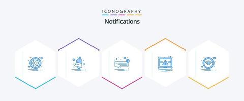 Benachrichtigungen 25 blaues Icon Pack inklusive Alarm. Laptop. Alarm. wesentliche. Rede vektor