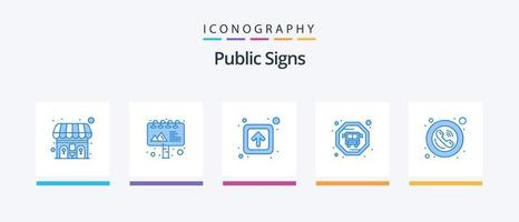 öffentliche Schilder blau 5 Icon Pack inklusive. Zeichen. Öffentlichkeit. Öffentlichkeit. rahmen. kreatives Symboldesign vektor