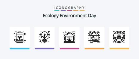 ekologi linje 5 ikon packa Inklusive ekologi. laddare. grön. bil. natur. kreativ ikoner design vektor