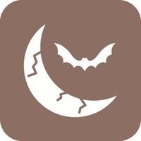 Halloween-Mond-Glyphe mit runder Ecke Hintergrundsymbol vektor
