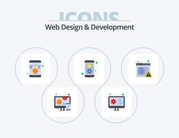 Webdesign und Entwicklung Flat Icon Pack 5 Icon Design. Error. Alarm. Entwicklung. Handy, Mobiltelefon. Kodierung vektor