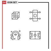 4 kreative Symbole moderne Zeichen und Symbole von Box Internet Shepping Sportplatz editierbare Vektordesign-Elemente vektor