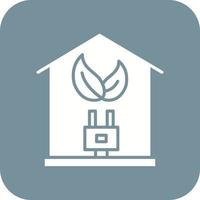 Eco Solar Home Glyphe Hintergrundsymbol mit runder Ecke vektor