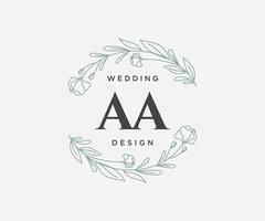 aa initialen brief hochzeitsmonogramm logos sammlung, handgezeichnete moderne minimalistische und florale vorlagen für einladungskarten, save the date, elegante identität für restaurant, boutique, café im vektor