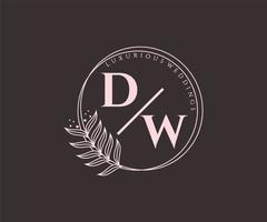 dw Initialen Brief Hochzeit Monogramm Logos Vorlage, handgezeichnete moderne minimalistische und florale Vorlagen für Einladungskarten, Datum speichern, elegante Identität. vektor