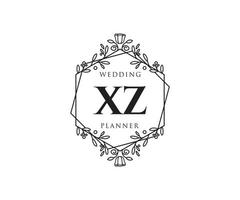 xz initials brief hochzeitsmonogramm logos sammlung, handgezeichnete moderne minimalistische und florale vorlagen für einladungskarten, save the date, elegante identität für restaurant, boutique, café im vektor