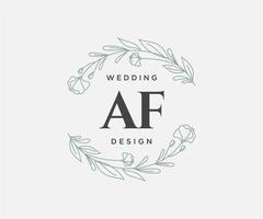 af initialen brief hochzeitsmonogramm logos sammlung, handgezeichnete moderne minimalistische und florale vorlagen für einladungskarten, save the date, elegante identität für restaurant, boutique, café im vektor