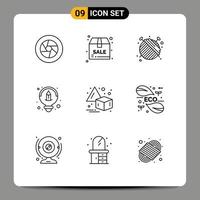 Stock Vector Icon Pack mit 9 Zeilenzeichen und Symbolen für horizontale Ideenrabatt-Designgarn editierbare Vektordesign-Elemente