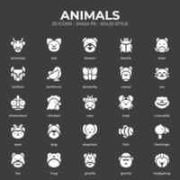 Tiere Icon Pack mit weißer Farbe vektor