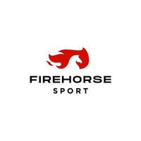 häst logotyp ikon på röd brand varm flamma maskot design vektor illustration