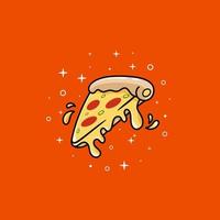 pizzastück mit funkelnden sternen cartoon vektor