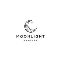 elegant halvmåne måne och stjärna logotyp design linje ikon vektor i lyx stil översikt linjär