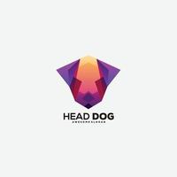 Head Dog Logo Premium Farbverlauf bunt vektor