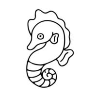 Gekritzel des netten Seepferdchens lokalisiert auf weißem Hintergrund. hand gezeichnete vektorillustration des unterwassertieres. gut für kindliches Design und Malbuch. vektor