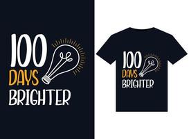 100 dagar ljusare illustrationer för tryckfärdig t-tröjor design vektor