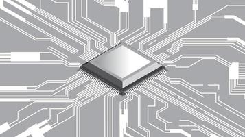 abstrakter Hardware- und Softwarehintergrund. Platine, Chipprozessor, Mainboard und Codeprogrammierer. Hi-Tech-Computeringenieur. Computerprozessoren CPU. Motherboard digitaler Chip vektor