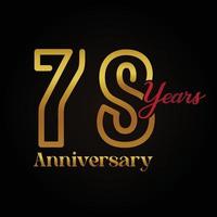 Logo zum 78-jährigen Jubiläum mit Handschrift in goldener und roter Farbe, elegantes Design. vektorjubiläum für feier, einladungskarte und grußkarte. vektor