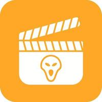 Horrorfilm-Glyphe mit runder Ecke Hintergrundsymbol vektor
