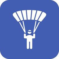 Sky Diver Glyphe Hintergrundsymbol mit runder Ecke vektor