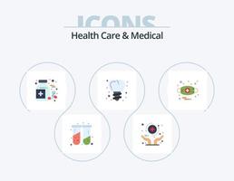 Gesundheitswesen und medizinisches Flat Icon Pack 5 Icon Design. Allergie. Zahn. beschützen. schrauben. Tablette vektor