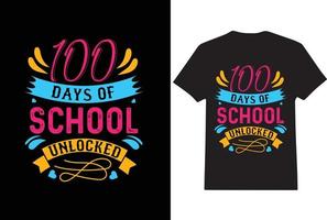 Lycklig 100 dag av skola t-shirt design skriva ut redo vektor fil