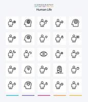 Creative Human 25 Outline Icon Pack wie fertig. prüfen. Benutzerbild. Karosserie. Regenschirm vektor